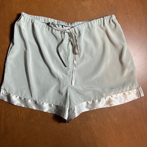 Vintage Y2K Victoria's Secret Small Mint Green Satin Sleep Shirt Shorts Set 2000 - Picture 10 of 12